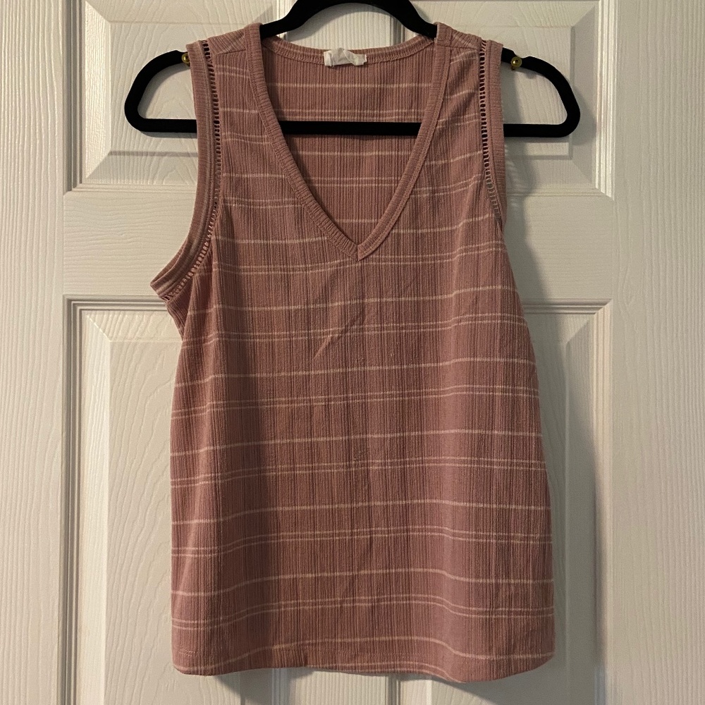 🌼Pink Tank Top with White Strips